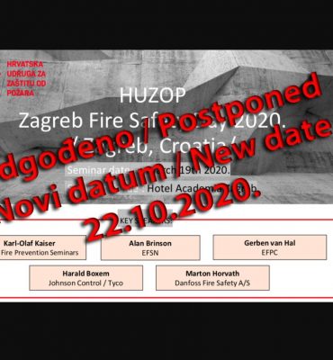 ODPOVED DOGODKA: Dan varstva pred požarom, Zagreb, 19. marec 2020