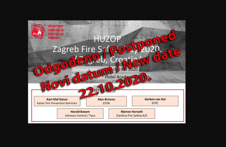 ODPOVED DOGODKA: Dan varstva pred požarom, Zagreb, 19. marec 2020